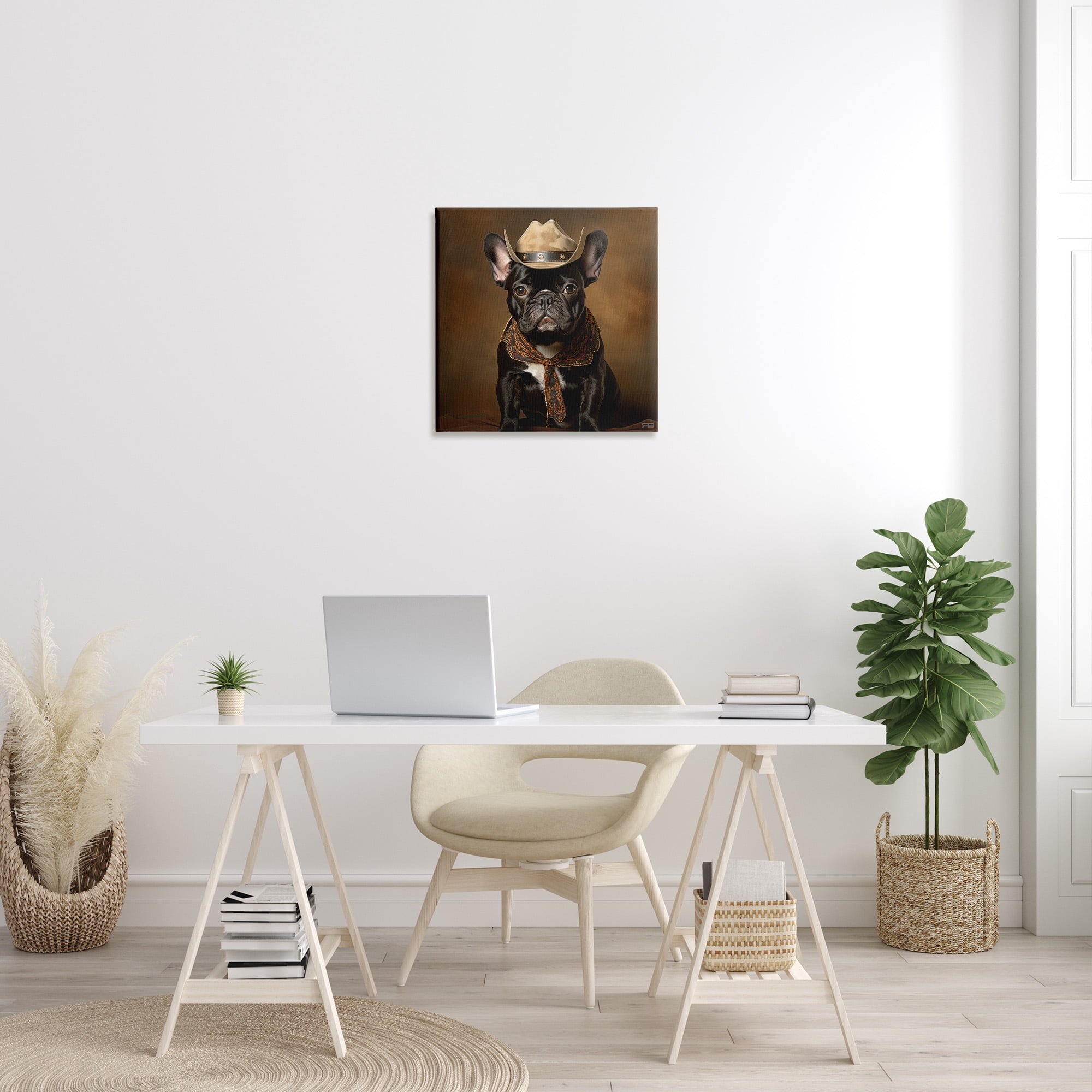 Stupell Industries French Bulldog Portrait Animals & Insects Painting Gallery Wrapped Canvas Art Print Wall Art, 24 x 24