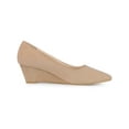 thumbnail image 3 of BLISSFUL STEP Women's Pointed Toe Slip on Wedge Heel Pumps Khaki 7, 3 of 7
