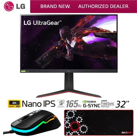 LG 32GP850-B 32" UltraGear QHD Nano IPS 165Hz HDR Monitor + G-SYNC Compatibility Bundle with Deco Gear Wired Gaming Mouse and Deco Gear Large Extended Pro Gaming Mouse Pad