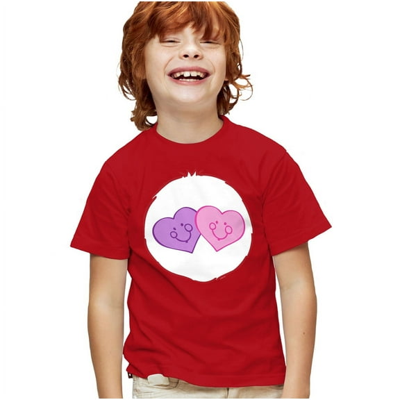 Care Bears Always There Bear Belly Kids T Shirt for Youth Boys and Girls, Red, Large