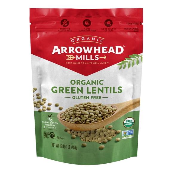 Arrowhead Mills Organic Green Lentils, 16 oz Bag
