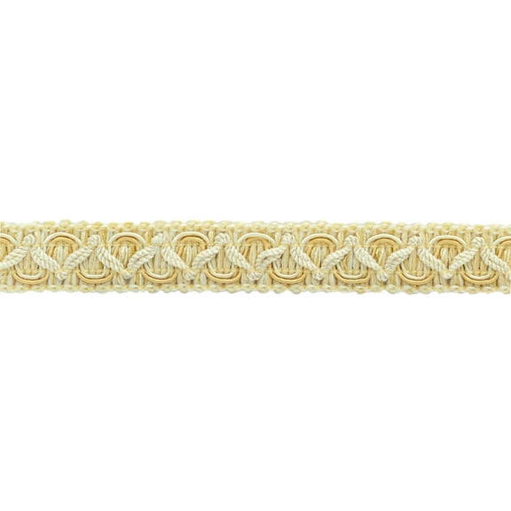 3/4" (1.5cm) Empress Collection Decorative Scroll Gimp Braid Trim (Style# 0075EMPG), Vanilla Gold Multicolor #W94 (Light Gold, Yellow Gold, Ivory White) Sold By The Yard (36"/3 ft/0.9m)