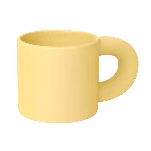 Taza publicitaria de cerámica con acabado mate amarillo 13.8 x 8.2 x 8.7