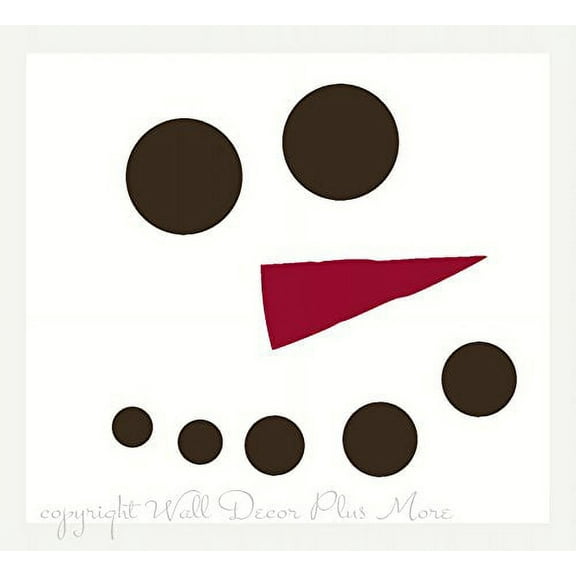Snowman Face Dots with Carrot Nose Winter Wall Decal Art for Seasonal Decor, 12-Inch, Chocolate/Red Nose