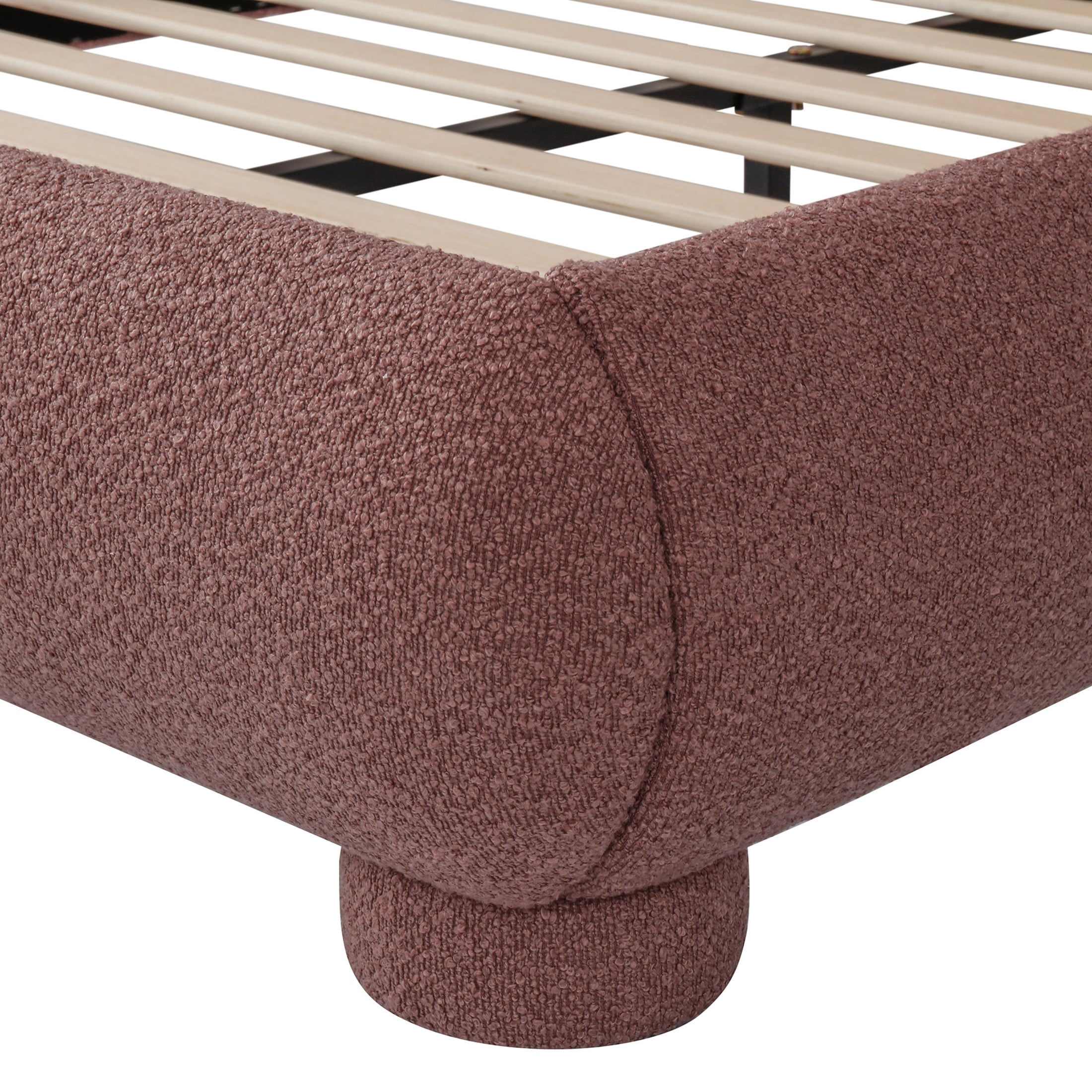 Christopher Knight Home Modern Boucle Upholstered Platform Bed with Arched Headboard, Full Size, Russet Red