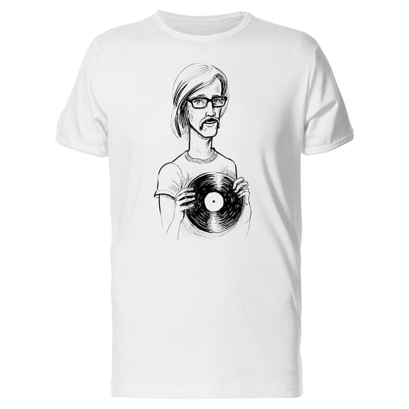 Music Lover Vinyl B&W T-Shirt Men -Image by Shutterstock, Male x-Large