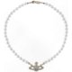 thumbnail image 1 of White Pearl and Crystal Rhinestone Necklace with Celestial Design, 1 of 5