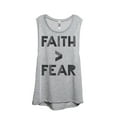 thumbnail image 1 of Faith Greater Than Fear Women's Fashion Sleeveless Muscle Tank Top Tee Sport Grey Large, 1 of 4