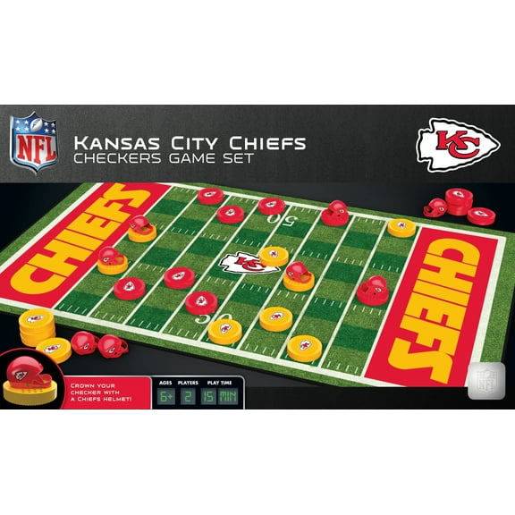 MasterPieces Officially licensed NFL Kansas City Chiefs Checkers Board Game for Families and Kids ages 6 and Up