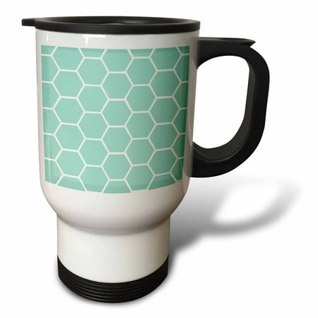 3drose, Mint Honeycomb Pattern - Pastel Aqua Blue Hexagons - Light Teal Turquoise Bee Hive Hexagonal Design, 14oz Stainless Steel Travel Mug
