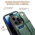 thumbnail image 4 of Elehold Luxury Leather Hand Strap Card Slot Case Compatible with iPhone 14 Pro Max 6.7 Inch with Camera Protection Card Slot Shockproof Kickstand Lanyard for iPhone 14 Pro Max 6.7 inch, Green, 4 of 8