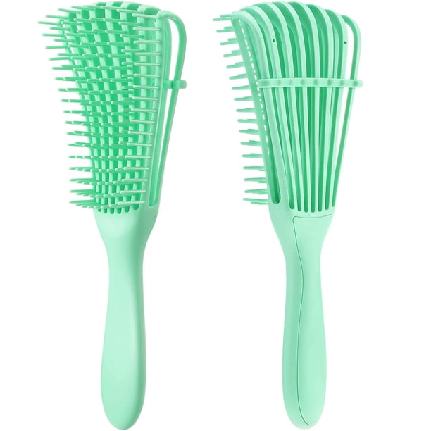 2 cepillos desenredantes para cabello afroamericano/africano texturizado 3a a 4c ondulado/rizado/en espiral/húmedo/seco/aceite/pelo grueso/largo, desenredador de nudos fácil de limpiar Ormromra HMHZ115-3