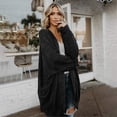 thumbnail image 2 of Womens Cardigans Sweater Solid Color Outwears Long Sleeves Plus Size Open-Front Knit Chunky Long Coat with Pocket, 2 of 7