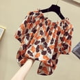 thumbnail image 2 of Kcodviy Hauts à Manches Courtes Blouse Ample en Satin Manches Longues Épaule Imprimé en Chiffon Blouses en Lin pour Femmes Blouse Décontractée Froide pour Femmes, 2 of 3