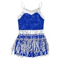 thumbnail image 5 of inhzoy Kids Girls Sparkly Sequins Dance Dress Sleeveless Leotards Tassel Modern Latin Jazz Dancewear Blue 10, 5 of 7
