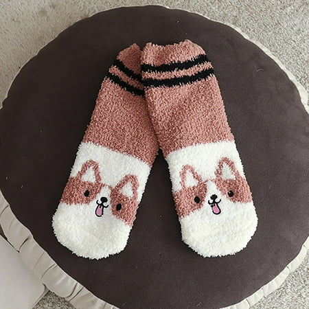 

Adult Animal Print Lovely Puppy Plush Middle Tude Socks Home Stockings