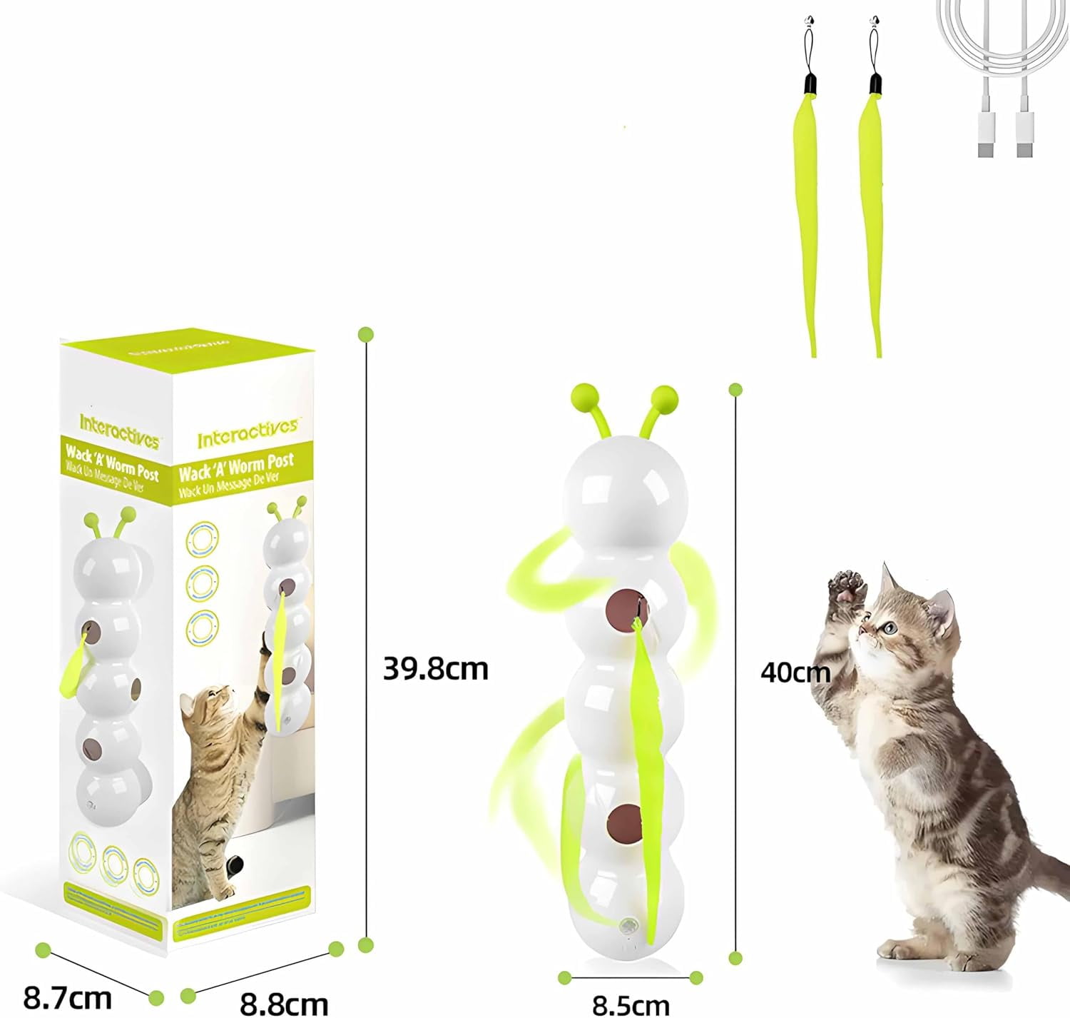 Caterpillar Smart Cats Toys, Smart Motion Cats Toys with Worm Design, Whack A Worm