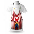 thumbnail image 3 of Circus Apron Illustration of Retro Circus with Flag Nostalgic Fun Festival Carnival Venue Artistic, Unisex Kitchen Bib Apron with Adjustable Neck for Cooking Baking Gardening, Red White, by Ambesonne, 3 of 3