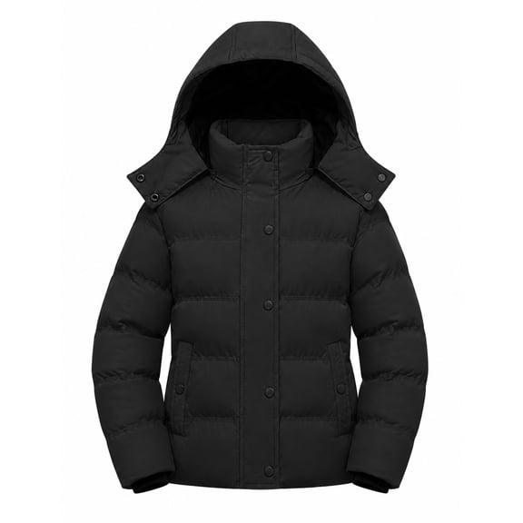 Heting Girls Hooded Thick Quilted Puffer Winter Coat Windproof Water Resistant Warm Insulated Jacket Slim Fit Outerwear for Kids Black 8-9
