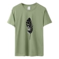 thumbnail image 4 of Ukumplol Graphic Tees for Women Oversized Tshirts for Women Womens Summer Top Casual Feather Print T Shirt Fashion Loose Short Sleeve Short Sleeve Shirts for Women Army Green L, 4 of 4