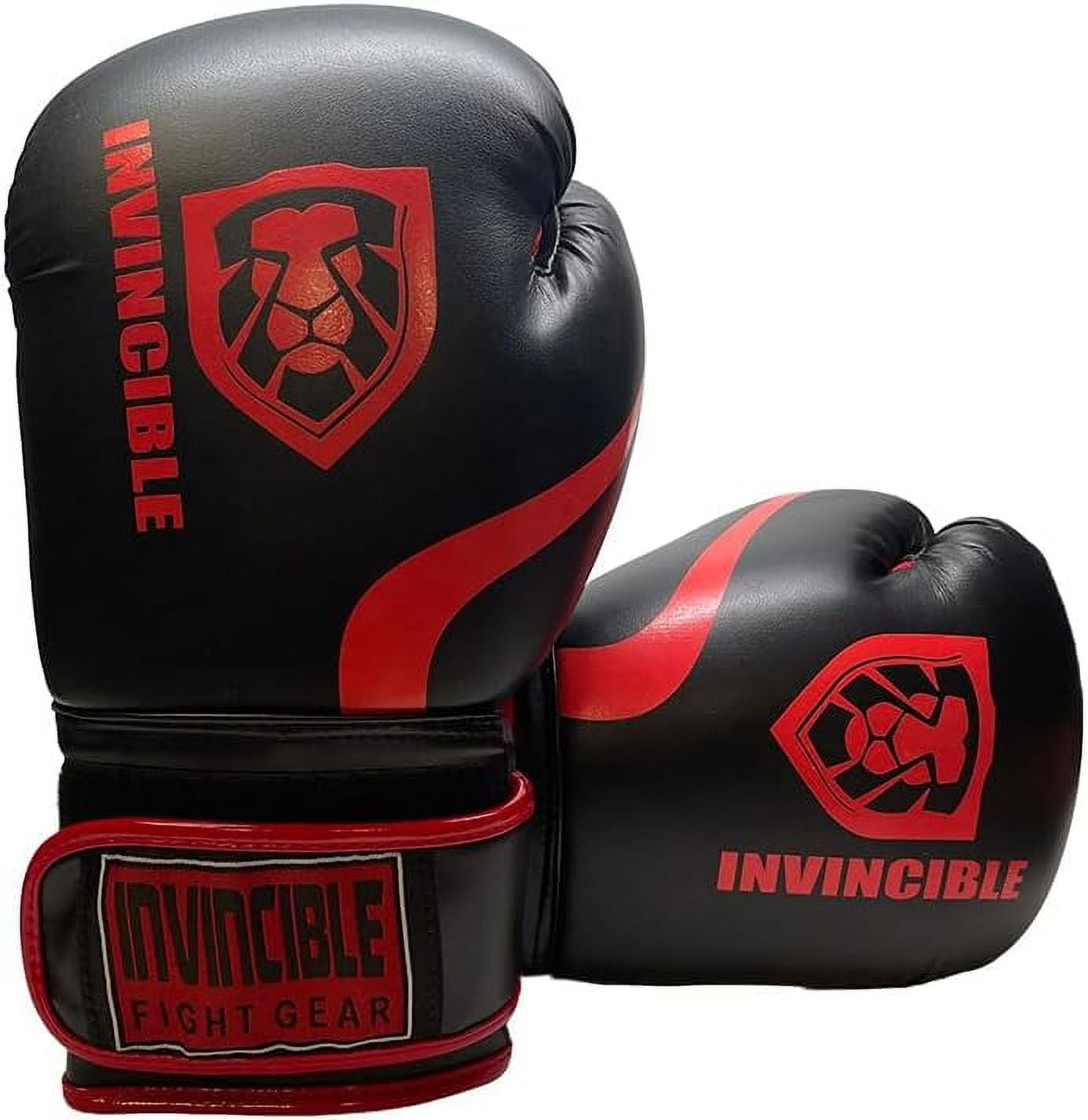 Invincible Fight Gear Standard Leather Hook and Loop Training Boxing Gloves in Ideal for Boxing, Kickboxing, Muay Thai, MMA for Men Women and Kids