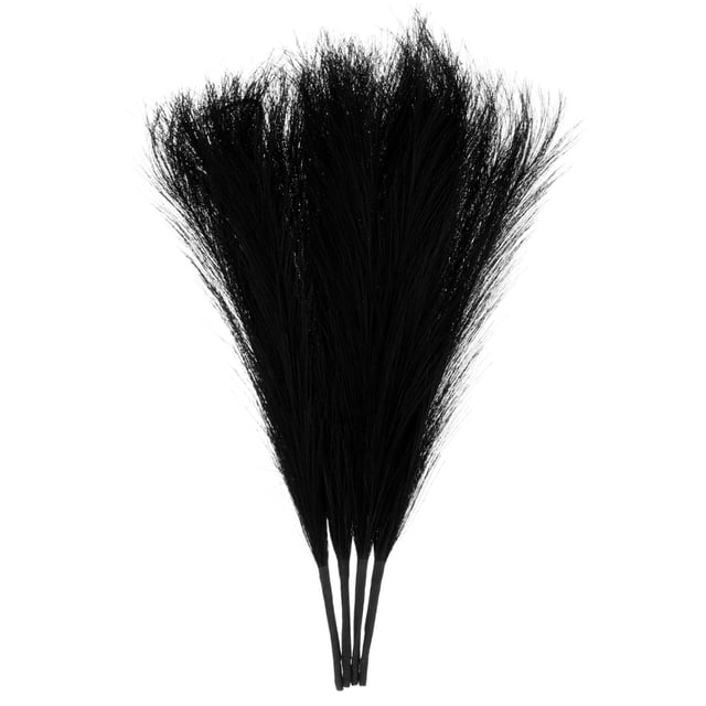 4 Paquetes de Hierba de Pampas Falsa de 17 Pulgadas 6 Tallos Hierba Artificial para Decoración, Negra