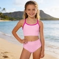 thumbnail image 5 of ZXLBBD Girls Swimsuit 2 Piece Spaghetti Straps Back Hollow Floral Design Cute Tankini Top and Bikini Bottom for Toddler Youth Casual Beach Pool,Pink,15 Y-16 Y, 5 of 6