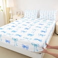 thumbnail image 3 of jejeloiu Ribbon Bow Tie Queen Sheet Sets,Blue Kawaii Bowknot Bed Set For Girl Teens 4pcs, 3 of 7