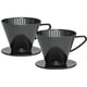 thumbnail image 1 of Fino Pour-Over Filtro de preparación de café Cono Número 2 Tamaño Negro Prepara 2 a 6 tazas Juego de 2, 1 of 4
