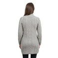 thumbnail image 5 of SAOL 100% Merino Wool Women's Aran Zip Cardigan Sweater Irish Cable Knit Outdoor Long Coat Jacket with Pockets, 5 of 6