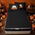 thumbnail image 4 of Erosebridal Kawaii Spooky Animal Zipper Twin Comforter Sets with Fitted Sheet and 2 Pillowcases, Happy Halloween Zipper Bedding Set for Boys Girls, White Orange Red, Black Reversible, 4 of 7