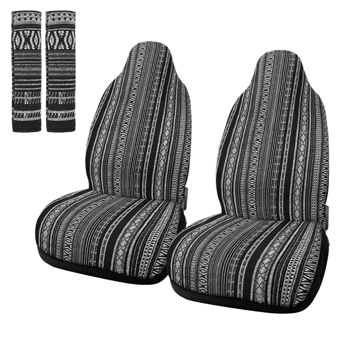 Front Seat Cover Universal Saddle Blanket SeatBelt Pad Protectors for Car 2pcs