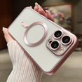 thumbnail image 3 of Luxury Plating Frosting Titanium Frame Case For IPhone 15 14 13 12 11 Pro Max Plus Clear Magsafe Magnetic Wireless Charge Cover, 3 of 5