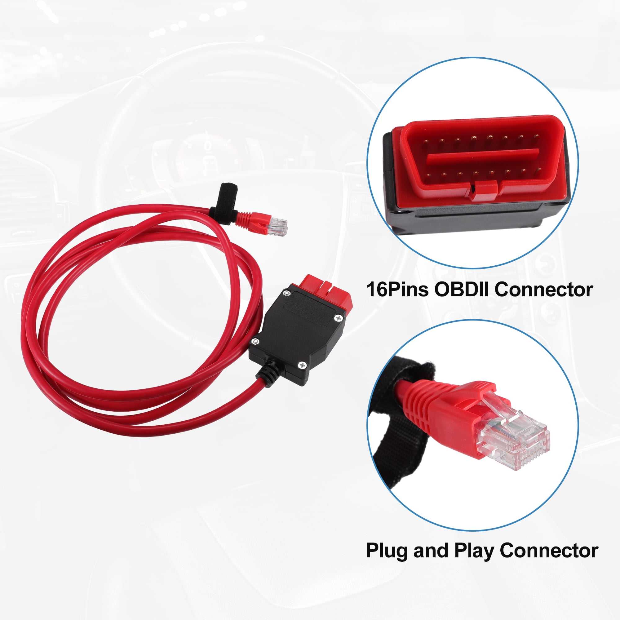 Unique Bargains OBD Cable Adapter Replacement for Volvo Vehicles 2016 Red Metal Plastic