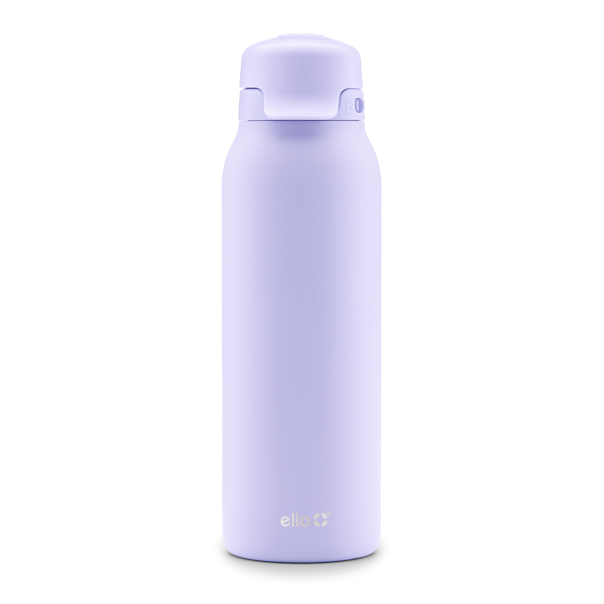 Ello Flip & Fill 32oz Insulated Stainless Steel Water Bottle, Leak-Proof Straw Lid, Lavender