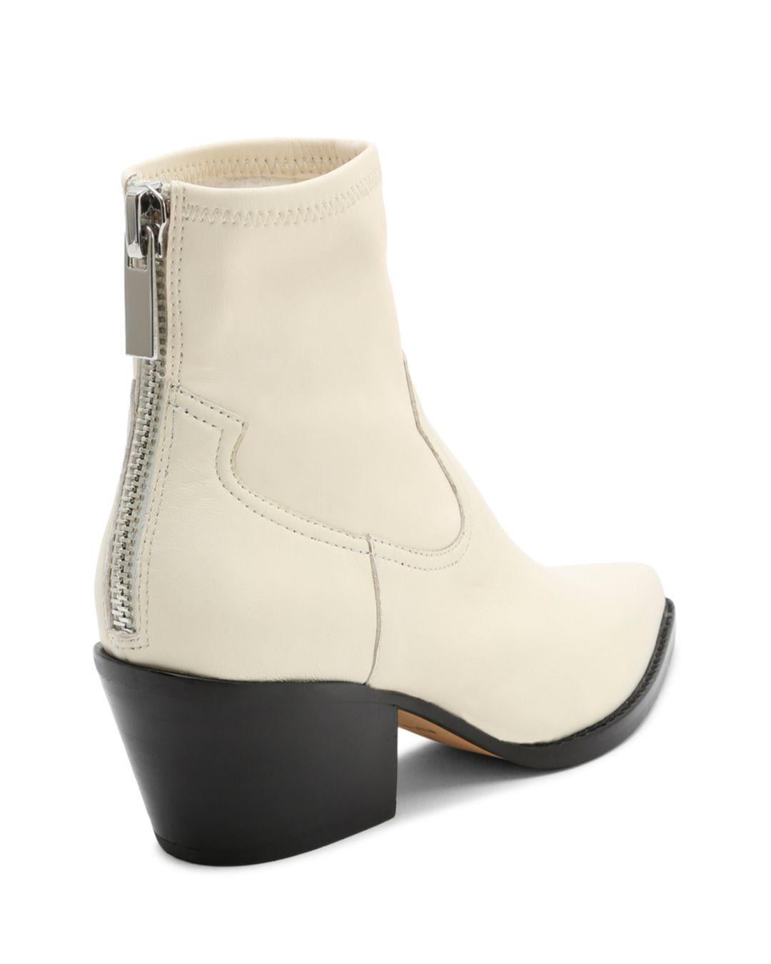 Dolce Vita OFF WHITE Shanta Leather Pointed Toe Mid-Calf Boots, US