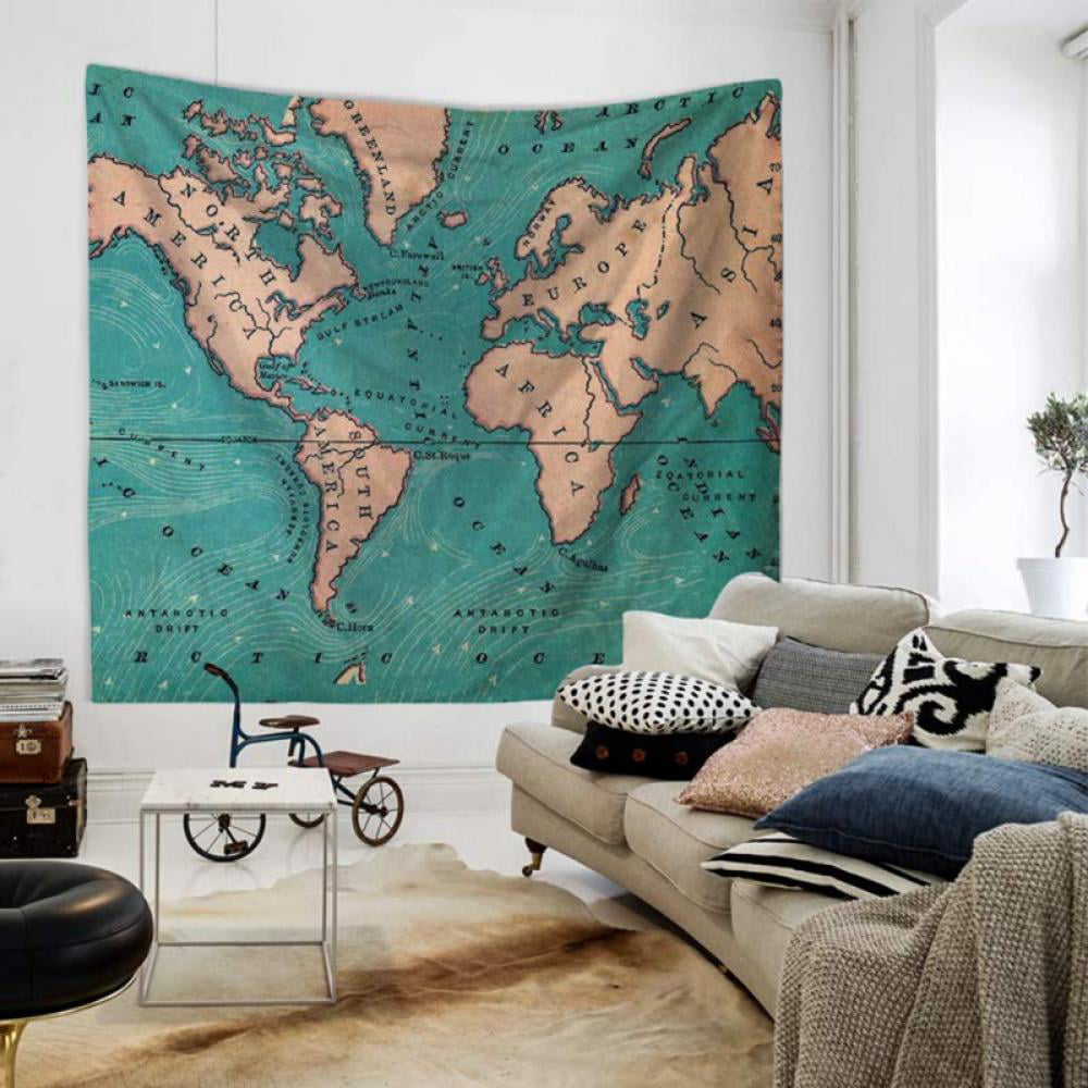 World Map Tapestry Room Bedspread Wall Hanging Home Decor Blanket Tapestries 