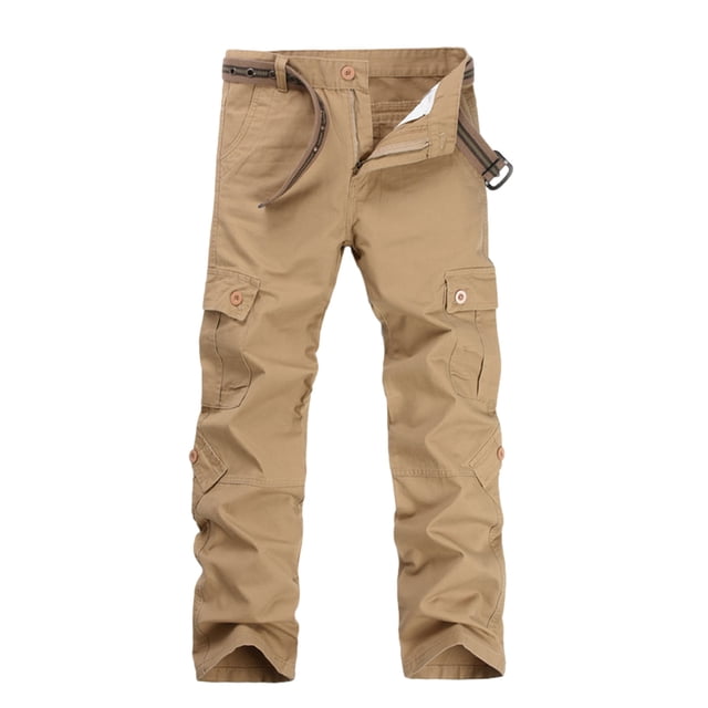 Qarigey Pantalón cargo Transpirable y cómodo Aplicación amplia Hecho con pantalones cargo para hombre de algodón Prendas para la parte inferior del cuerpo Caqui 34