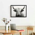 thumbnail image 2 of Nawypu  Sylvie B&amp;W Highland Cow Portrait Framed Canvas Wall Art Gray, Rustic Farm Animal Art for Wall, 2 of 4