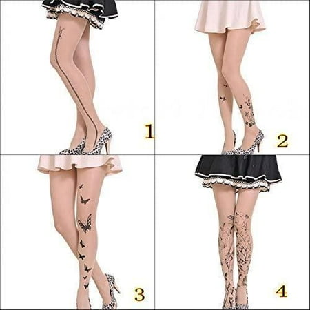

Gespout Women s Patterned Tights Pattern Stockings Pantyhose Women s Patterned Tights Flower Stockings Tattoo Multi-color 1pcs