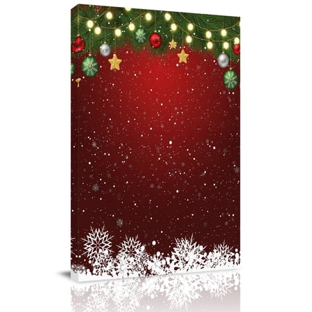 Canvas Wall Art Christmas Balls Framed Canvas Prints for Kitchen Bedroom Winter Xmas Snowflakes Pine Red Small Gallery Wrapped Wall Decor for Home Office Gifts 8 x12 Ship Next Day