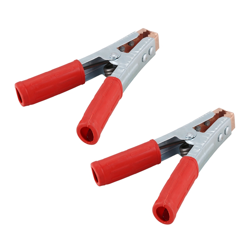 2X Red Handle 500A Spring Loaded Clip Welding Earth Clamp