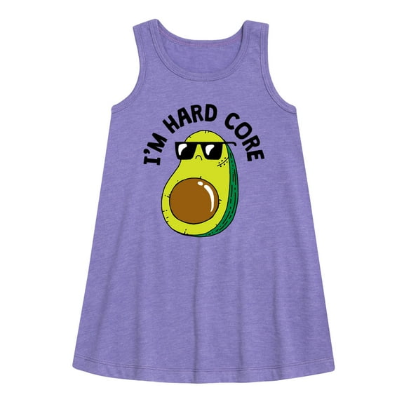 Instant Message - I'm Hard Core - Avacado Pit Cool - Toddler & Youth Girls A-line Dress