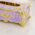 thumbnail image 3 of Elegante caja de pañuelos con diseño de flores, soporte para papel higiénico, papel para toallas de cocina, baño y coche. Perla violeta Dorado, 3 of 3