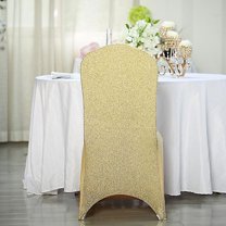 BalsaCircle 50 Champagne Solid Metallic Spandex Stretchable Banquet Chair Covers Slipcovers