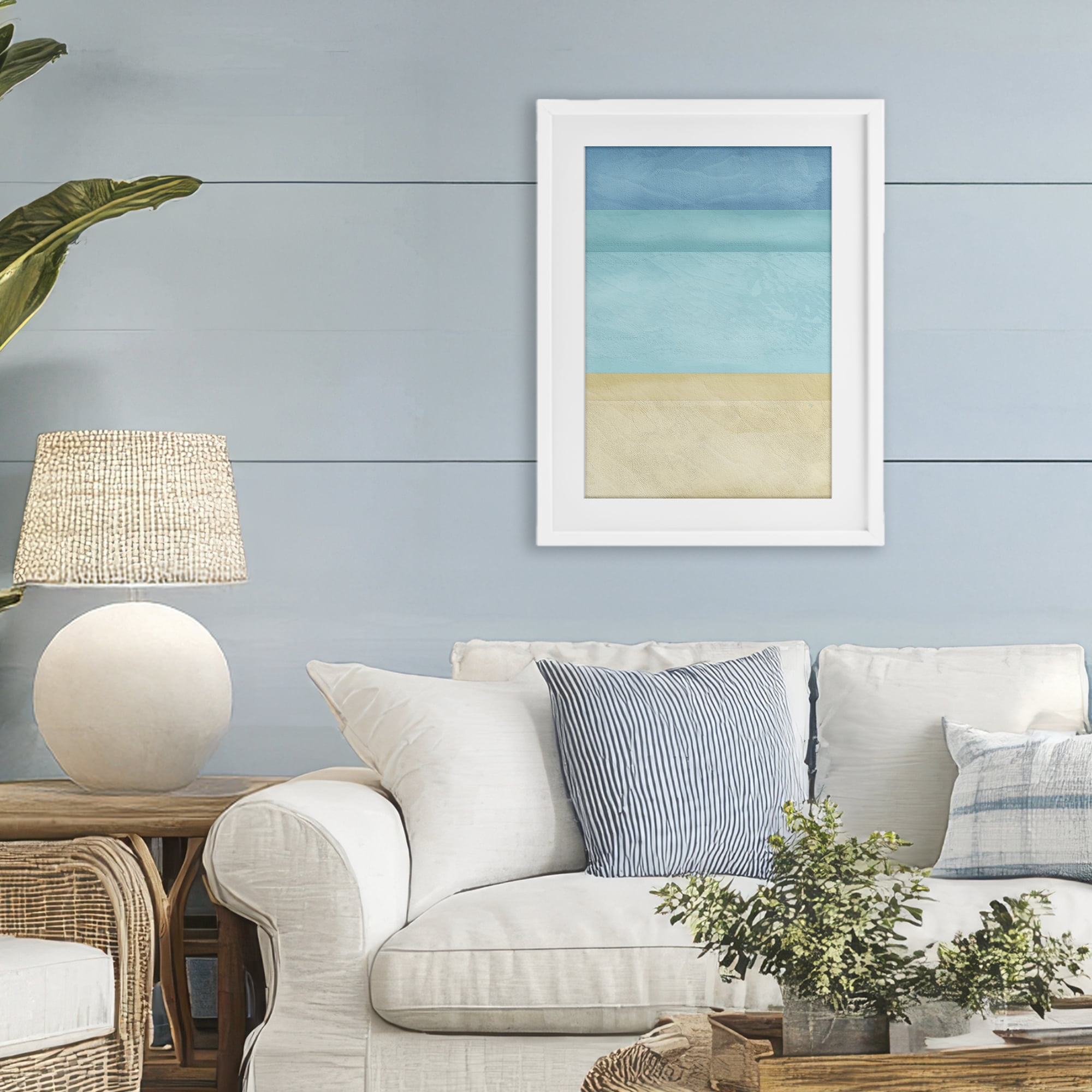 Stupell Industries Abstract Beach Coastal Color Block White Framed Print Under Glass, design by Martina Pavlova