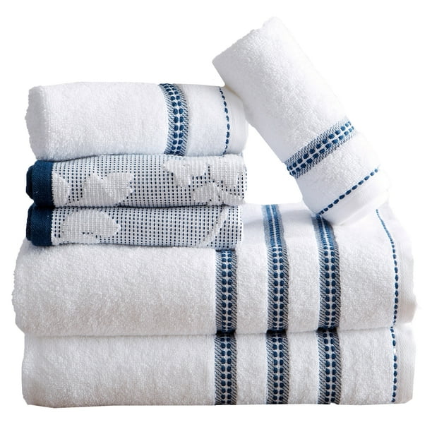 Great Bay Home Roselyn Floral Jacquard Cotton Bath Towel Collection