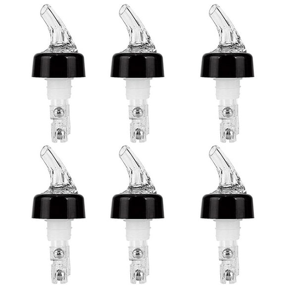 NUAHRHY 6Pcs Automatic Measured Bottle Pourer 30ML Plastic Wine Pourer Clear Quick Measure Whisky Liquid Liquor Wine Cocktail Dispenser for Home Kitchen Restaurant Bar