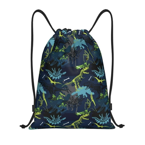 Kdxio Cartoon Dinosaur Print Drawstring Backpack Bag,Waterproof Draw String Back Sack, Gym Drawstring Bags Swim Bag For Unisex