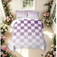 thumbnail image 2 of Manfei Modern Plaid Quilt Full,Contemporary Checkered Full Bedspread Sets,Purple,3 Pieces,1 Coverlet and 2 Pillowcases, 2 of 7